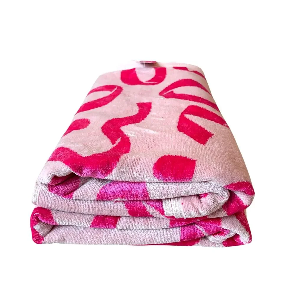 Juicy Couture Pink Bows Hearts Towel Set- 2 Hand & 2 Bath Towels Cotton NEW